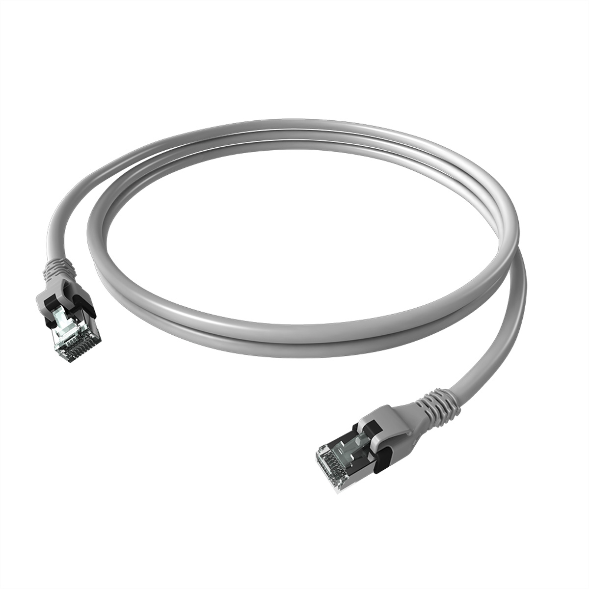 EasyLan DualBoot PushPull IP20 Patchkabel, Kat.6A (Class EA), S/FTP, grau, 0,5 m