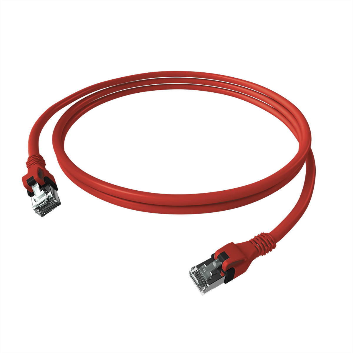 EasyLan DualBoot PushPull IP20 Patchkabel, Kat.6A (Class EA), S/FTP, rot, 0,5 m