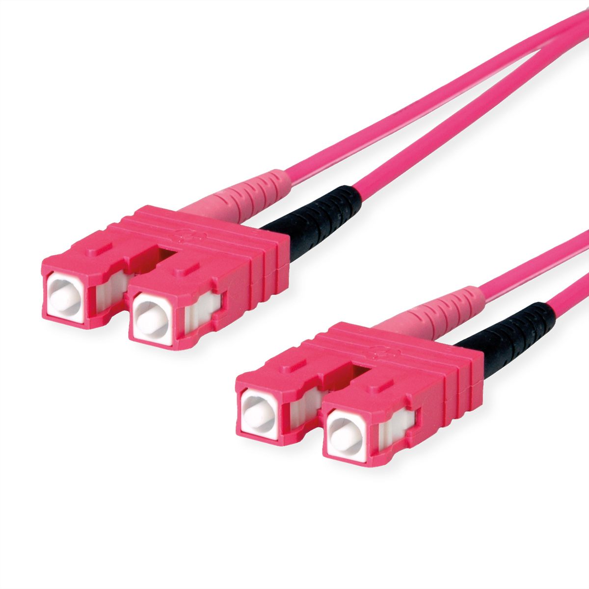 TELEGÄRTNER LWL Rangierkabel 2x G50/125 OM4, 1x SC Duplex - 1x SC Duplex, violett, 1 m