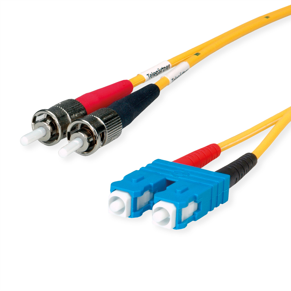TELEGÄRTNER Duplex-Adapterkabel 9/125 OS2, 2x ST Stecker, 1x SC Duplex Stecker, gelb, 1 m TELEGÄRTNER Duplex-Adapterkabel 9/125 OS2, 2x ST Stecker, 1x SC Duplex Stecker, gelb, 1 m