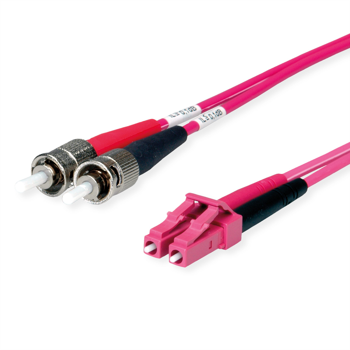 TELEGÄRTNER Duplex-Adapterkabel 50/125 OM4, 2x ST, 1x LC Duplex Stecker, violett, 2 m