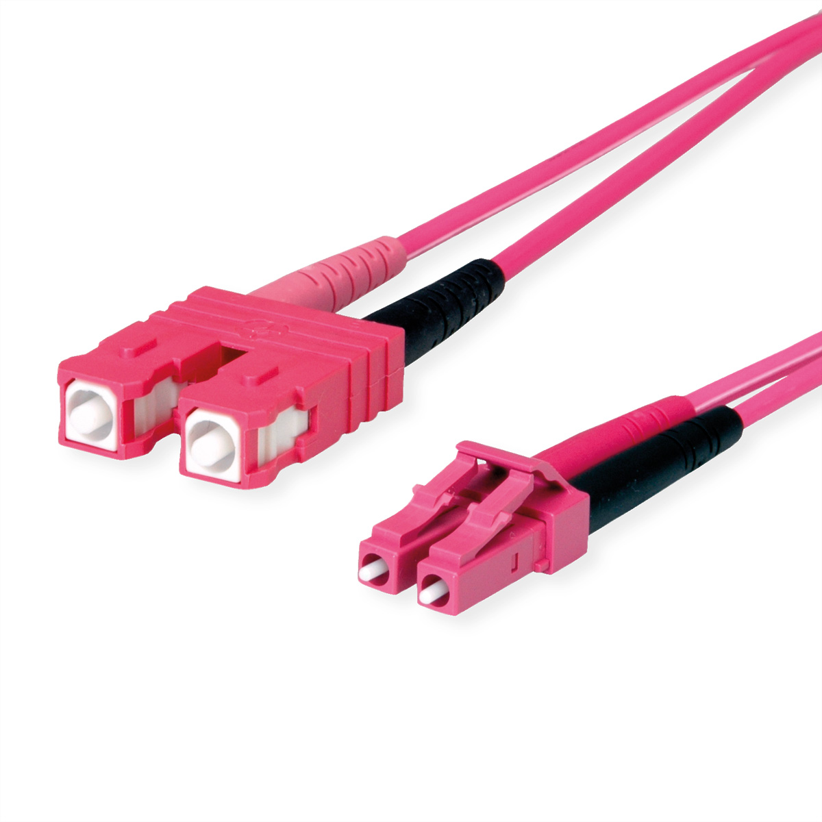 TELEGÄRTNER LWL Adapterkabel 2x G50/125 OM4, 1x SC Duplex - 1x LC Duplex, violett, 1 m TELEGÄRTNER LWL Adapterkabel 2x G50/125 OM4, 1x SC Duplex - 1x LC Duplex, violett, 1 m