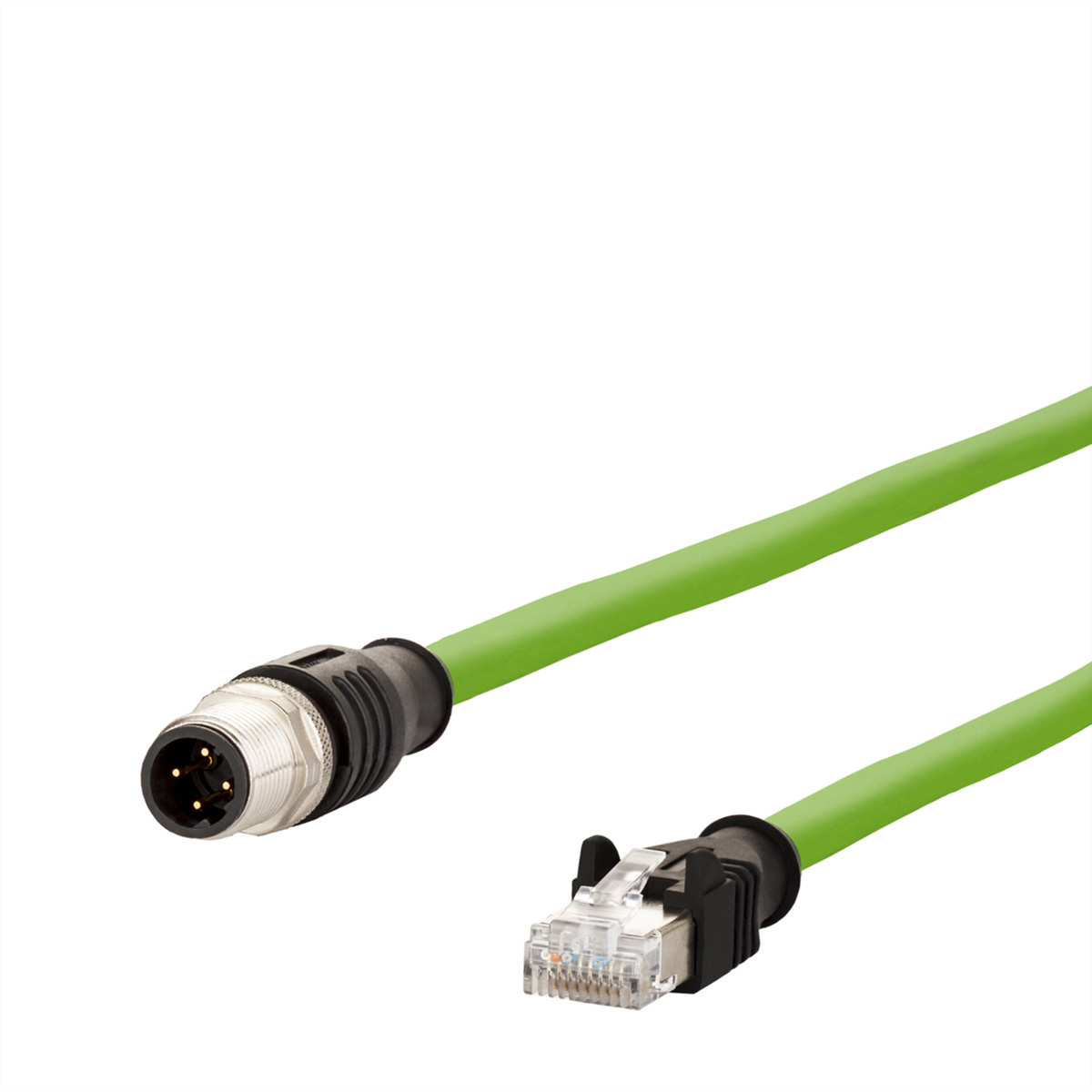 METZ CONNECT Verbindungsleitung M12 ST-RJ45 ST, 4-pol D-kodiert, gerade-gerade, Schleppkette, Torsion, 10 m