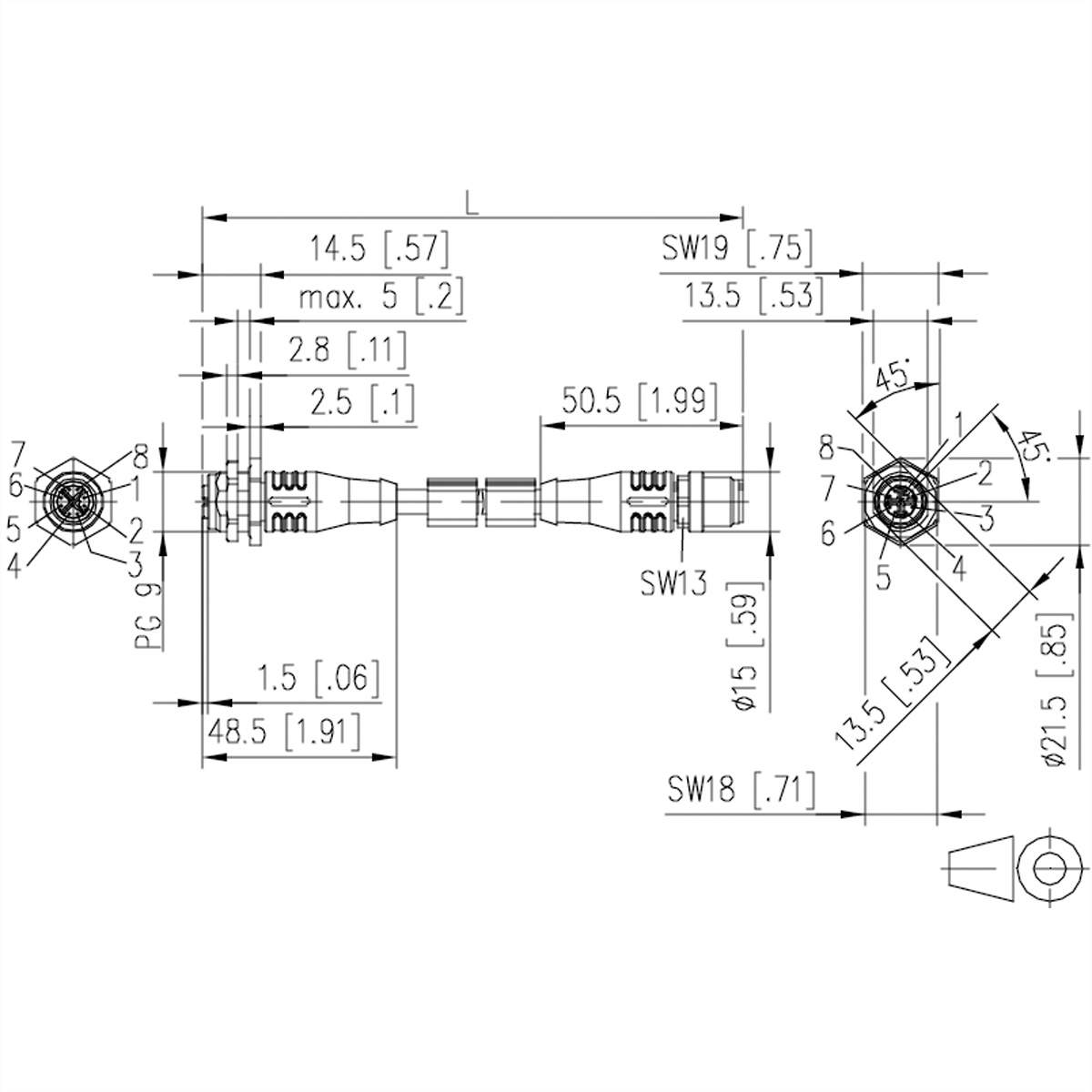 METZ CONNECT Verbindungsleitung M12 BU-M12 ST, 8-pol 2  (BILD2)