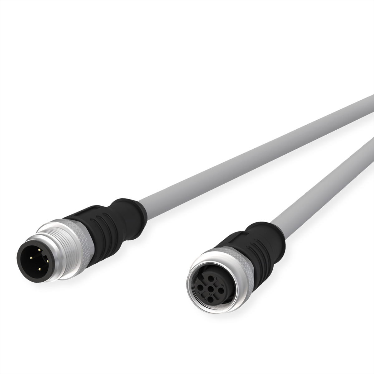 METZ CONNECT M12 Sensor-/Aktorleitung, A-kodiert, M12 Stecker gerade - M12 Buchse gerade, grau, 5 m METZ CONNECT M12 Sensor-/Aktorleitung, A-kodiert, M12 Stecker gerade - M12 Buchse gerade, grau, 5 m