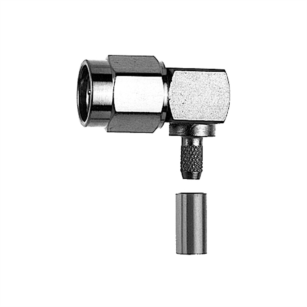 TELEGÄRTNER R-SMA-Winkelstecker, für RG-58C/U löten/crimp