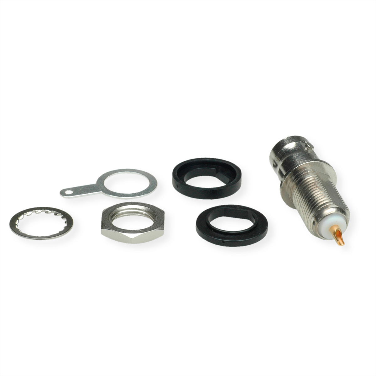 TELEGÄRTNER BNC-Einbaubuchse, isoliert mit Isolierscheiben Schwarz