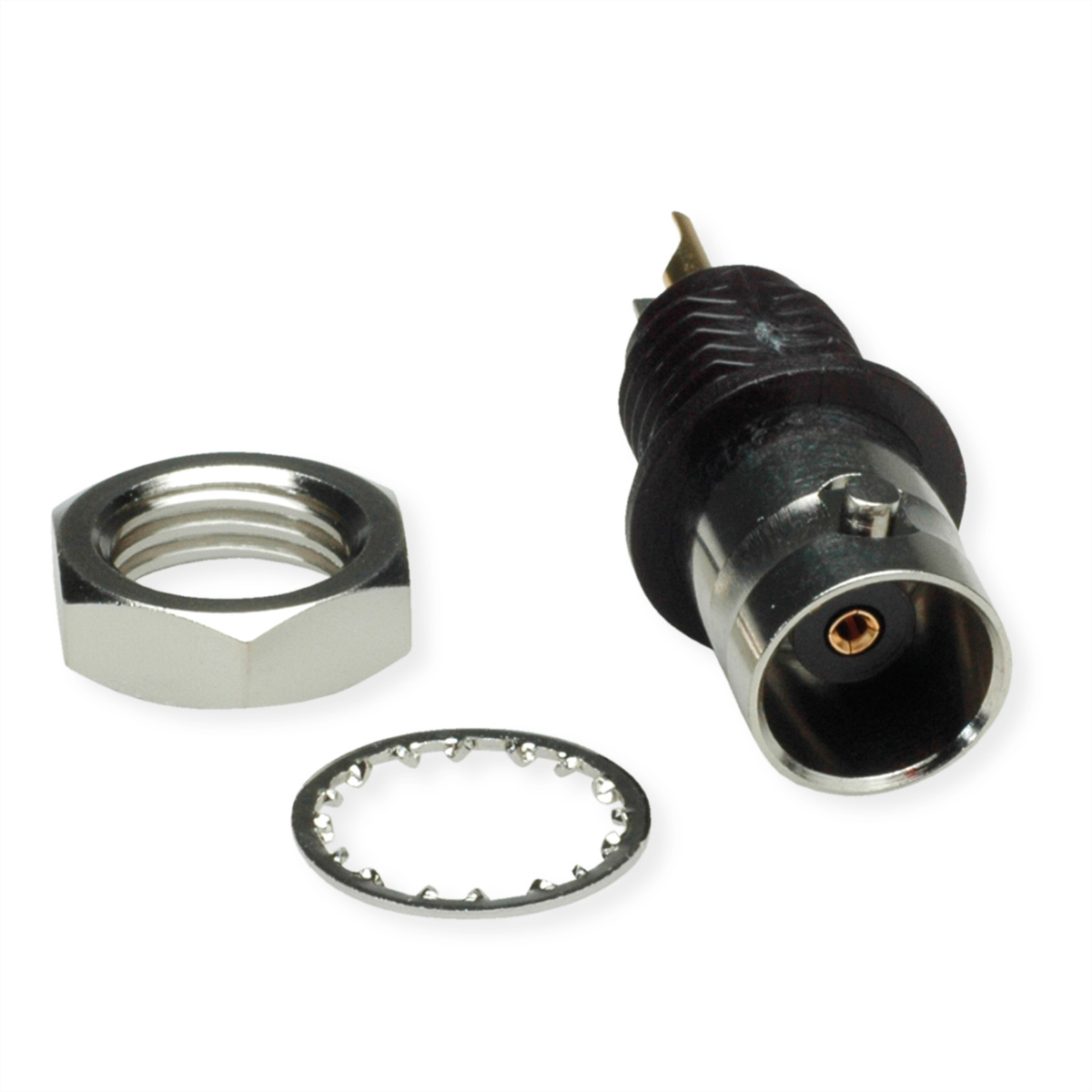 TELEGÄRTNER BNC-Einbaubuchse 50 Ohm, mit Isolierflansch schwarz