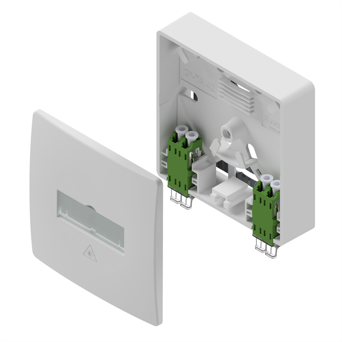 d.center® Gf-TA 42, teilbestückt mit 2x LCD/APC Kupplungen Glasfaser Teilnehmeranschluss