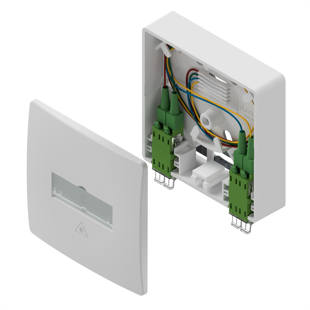 d.center® Gf-TA 42, bestückt mit 2x LCD/APC Kupplung &amp, 4x LC/APC Pigtails, spleißfertig