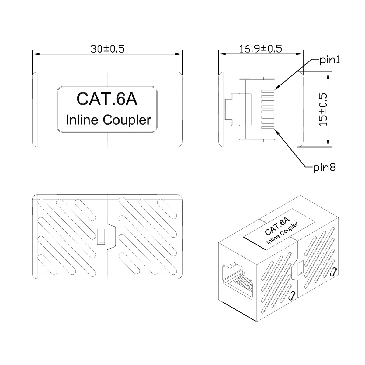 ROLINE RJ-45 Kupplung ungeschirmt, Cat.6A (Class EA), weiß
