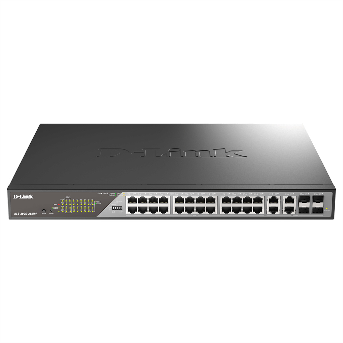 D-Link DSS-200G-28MPP/E 28-Port Switch, Desktop Gigabit PoE Surveillance 518W Netzwerk-Switch