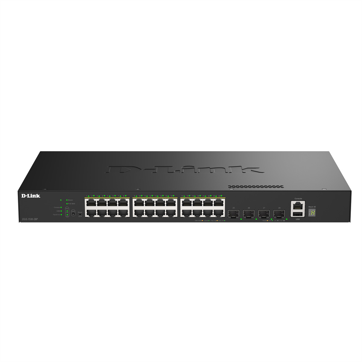 D-Link DGS-1530-28P/E 28-Port Switch Smart Managed PoE Gigabit Stack 4x 10G Netzwerk-Switch