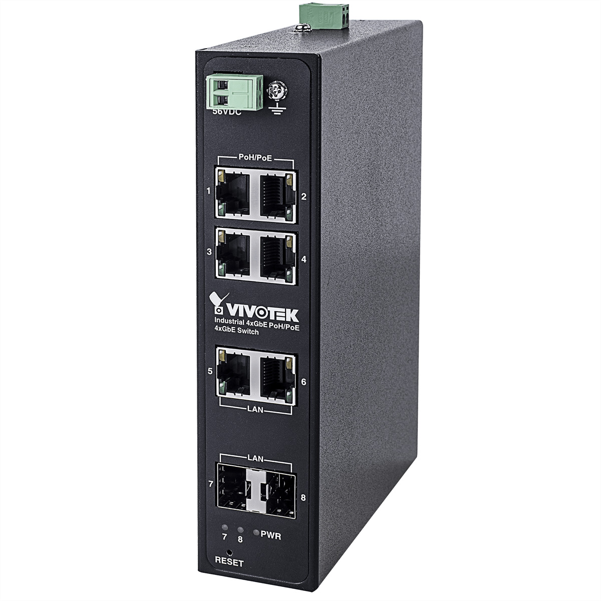 VIVOTEK AW-IHH-0800 Switch, 4xGE 95W PoH/PoE + 2xGE UTP + 2xGE SFP. Industrial 4xGE 95W PoH/PoE + 2x