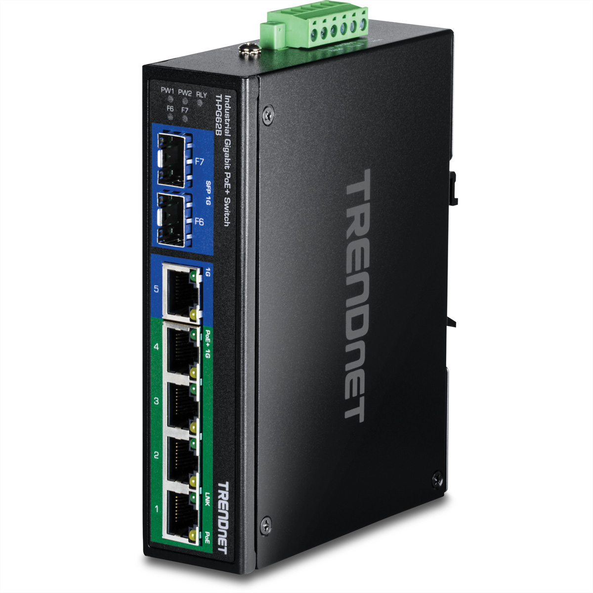 TRENDnet TI-PG62B 7-Port Switch PoE+ 2SFP Industrial Gigabit