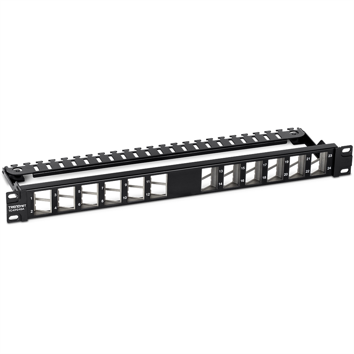 TRENDnet TC-KP24SA 24 Port Patch Panel, für Keystones, gewinkelt 1U