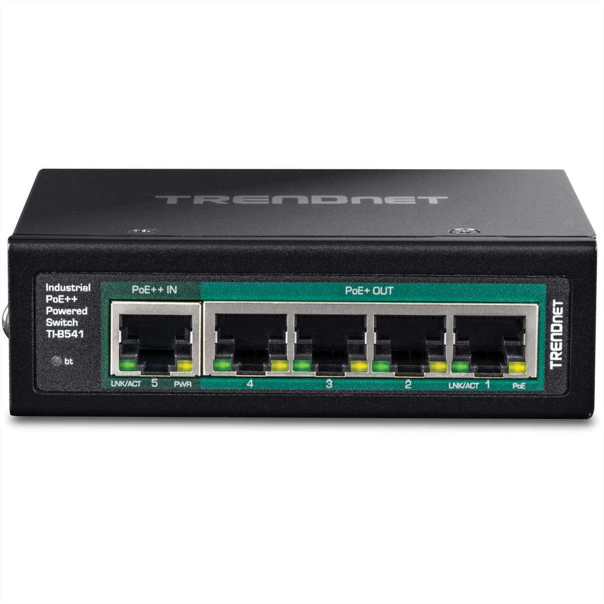 TRENDnet TI-B541 5-Port DIN-Rail Switch, PoE++ Powered mit PoE Pass-Through