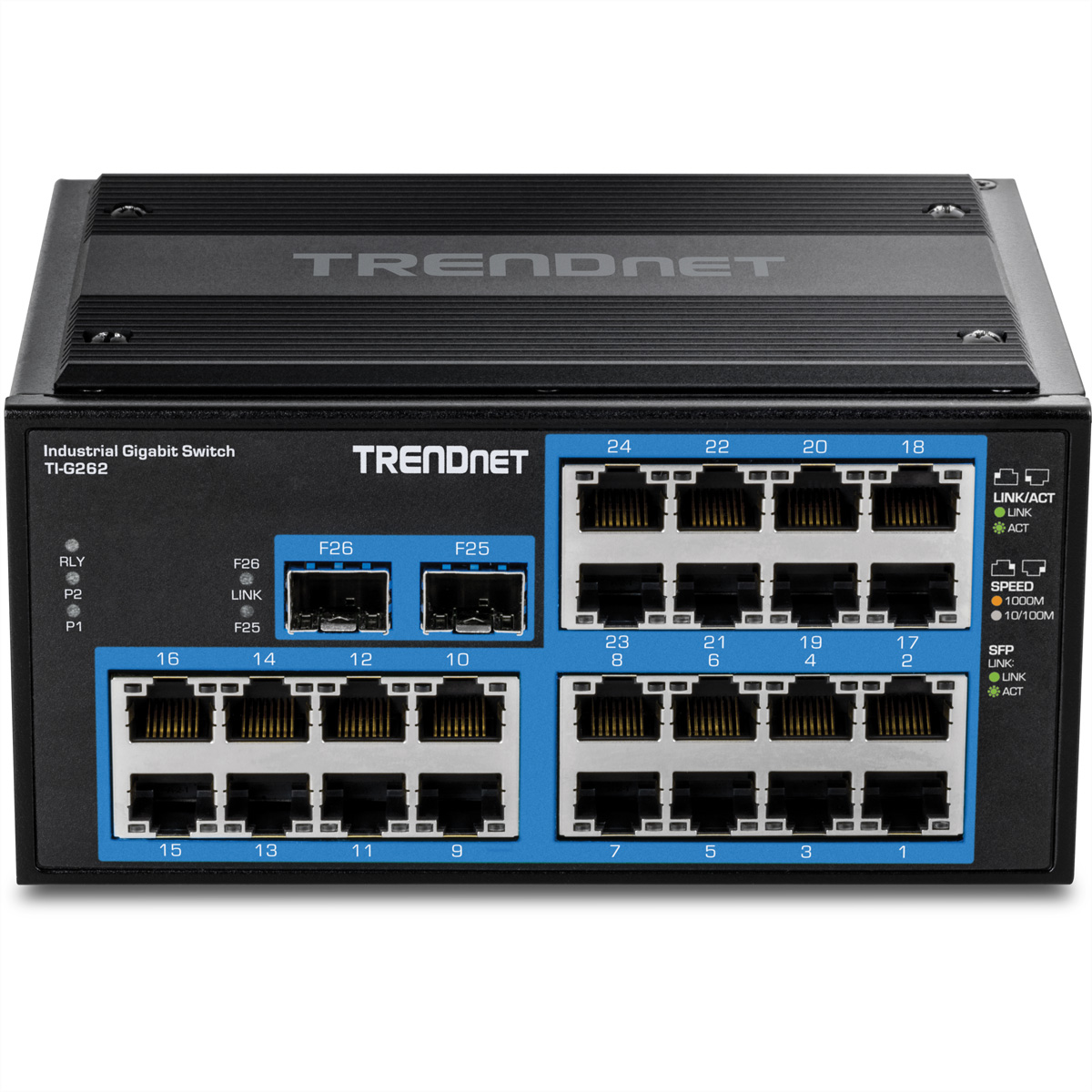 TRENDnet TI-G262 DIN-Rail Switch, 26-Port Industrial Gigabit