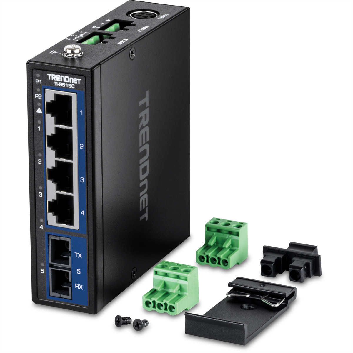 TRENDnet TI-G51SC 5-Port Gigabit Switch Industrial DIN-Rail mit MM SC-Port