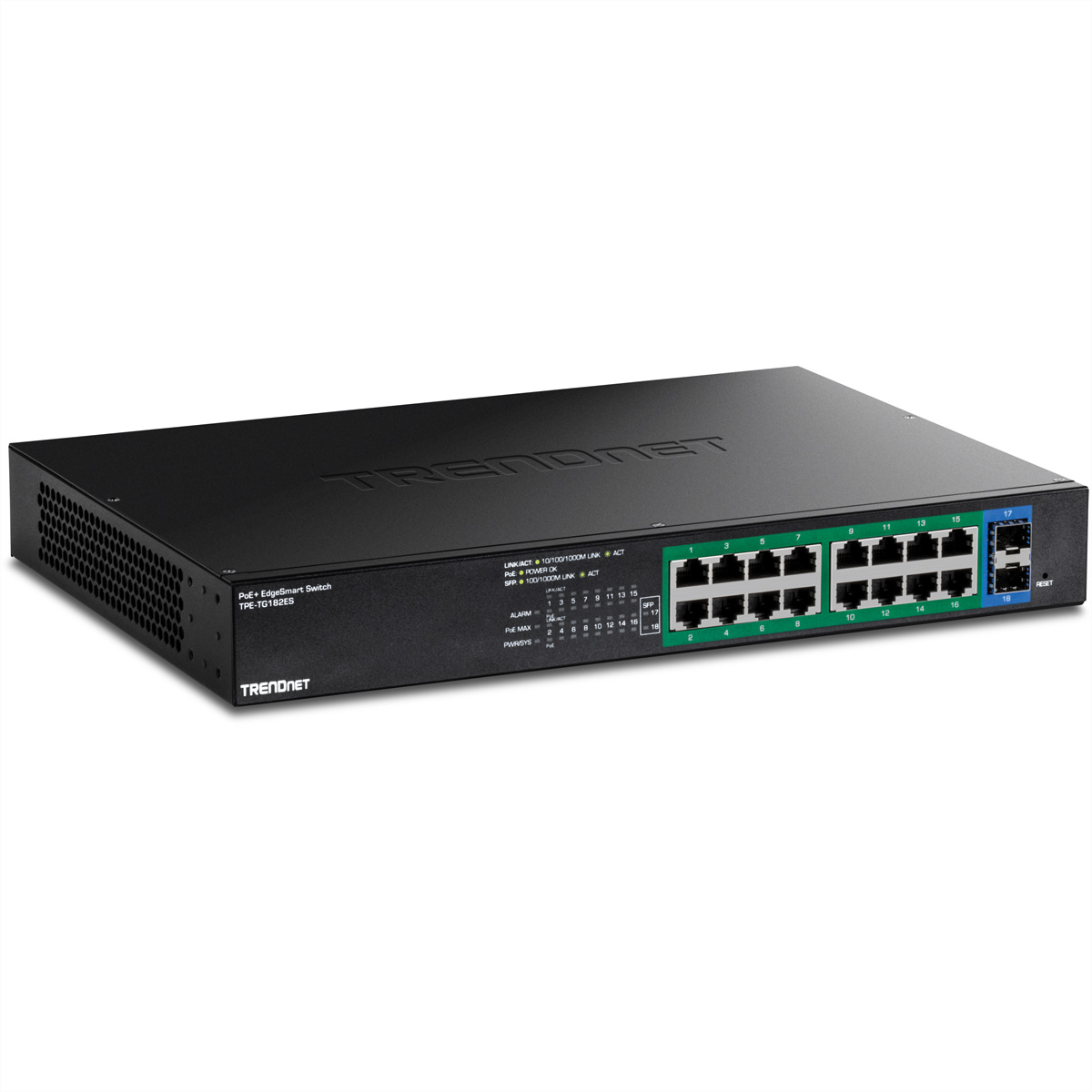TRENDnet TPE-TG182ES 18-Port PoE+ Switch Gigabit EdgeSmart TRENDnet TPE-TG182ES 18-Port PoE+ Switch Gigabit EdgeSmart