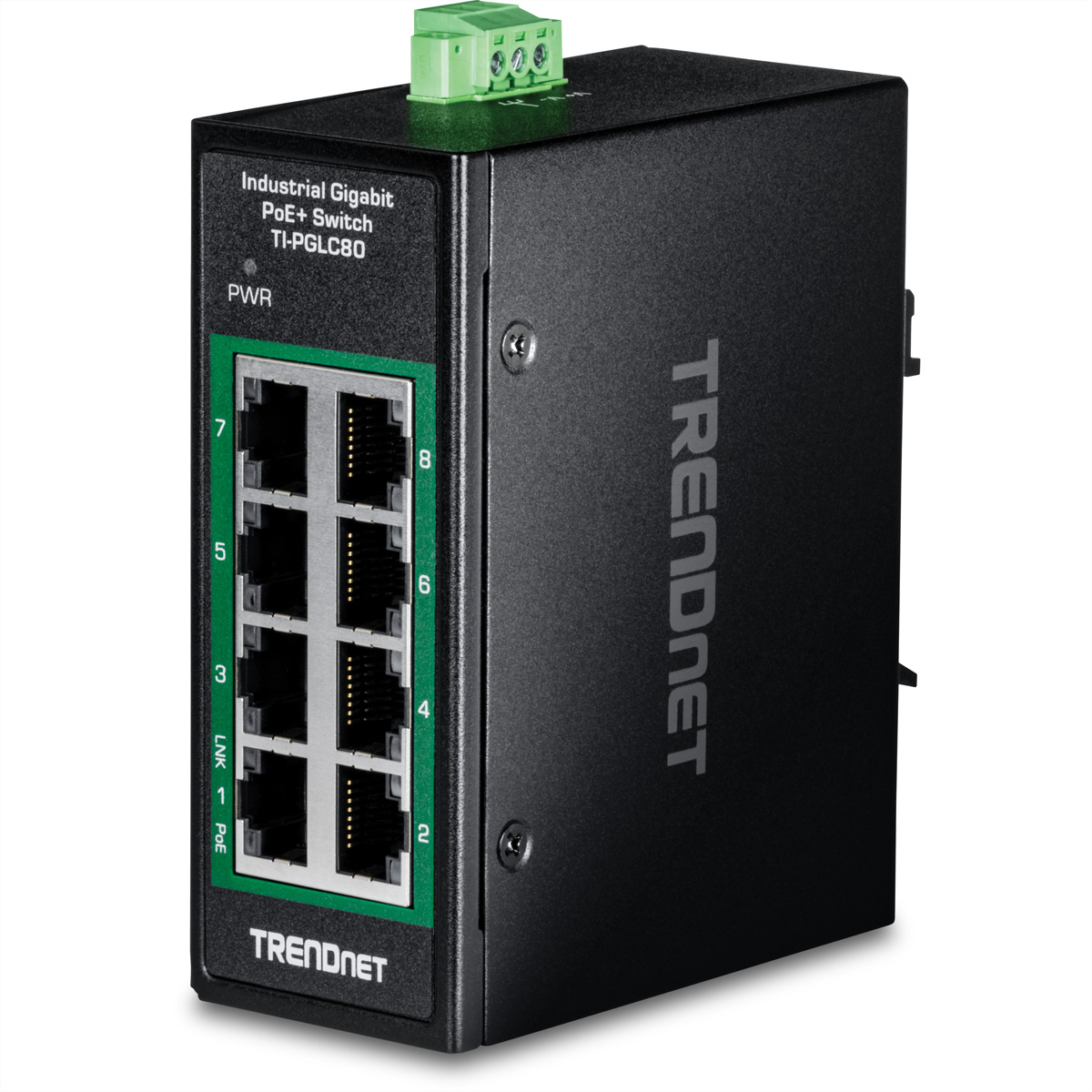 TRENDnet TI-PGLC80 8-Port Gigabit PoE+ Industrial DIN-Rail Mini Switch