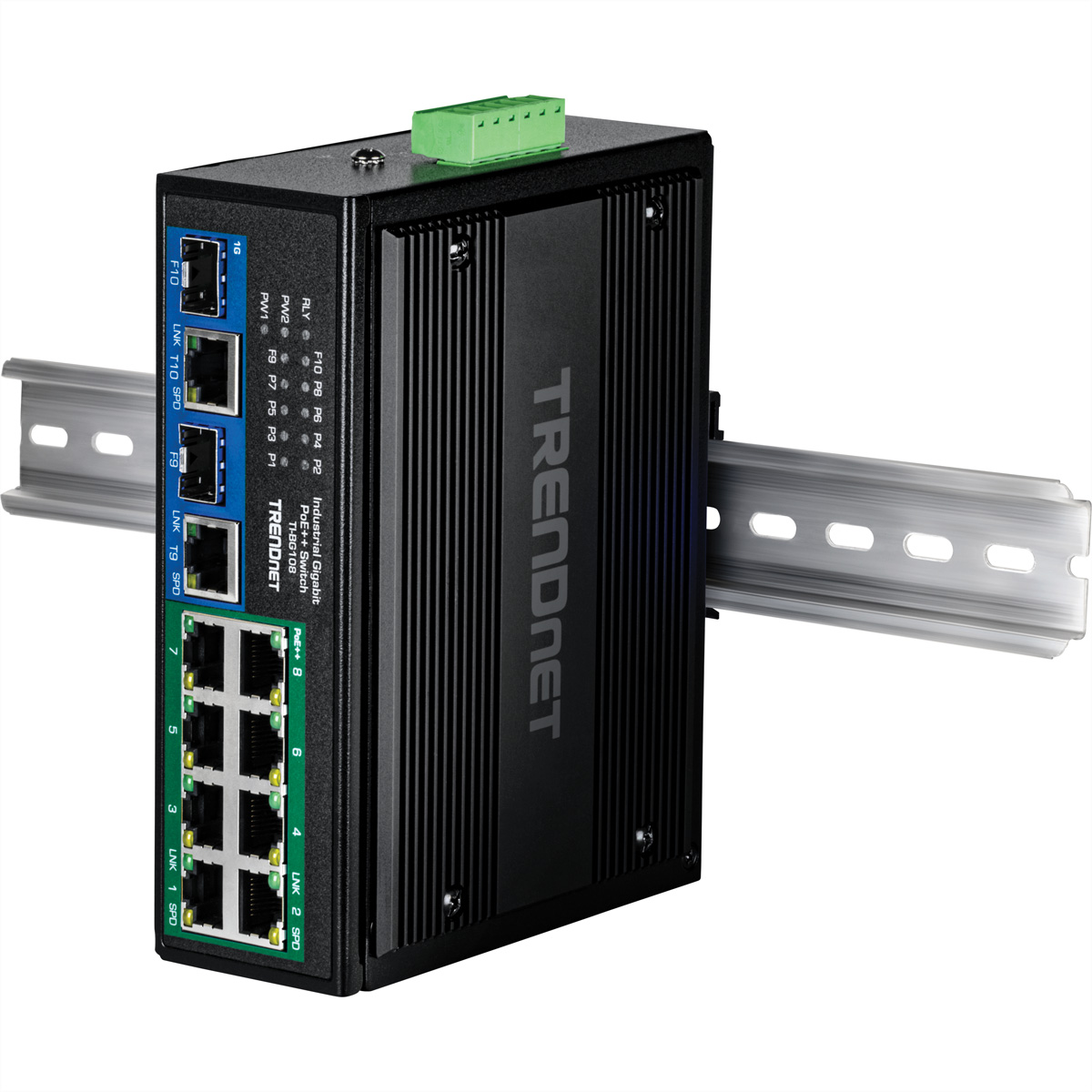 TRENDnet TI-BG108 Industrial DIN-Rail Switch 10-Port Gigabit 400W PoE++