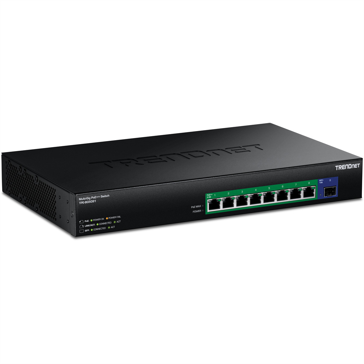TRENDnet TPE-BG5091 9-Port Switch 480W 2.5G Power PoE++ Switch mit 10G SFP+ TRENDnet TPE-BG5091 9-Port Switch 480W 2.5G Power PoE++ Switch mit 10G SFP+
