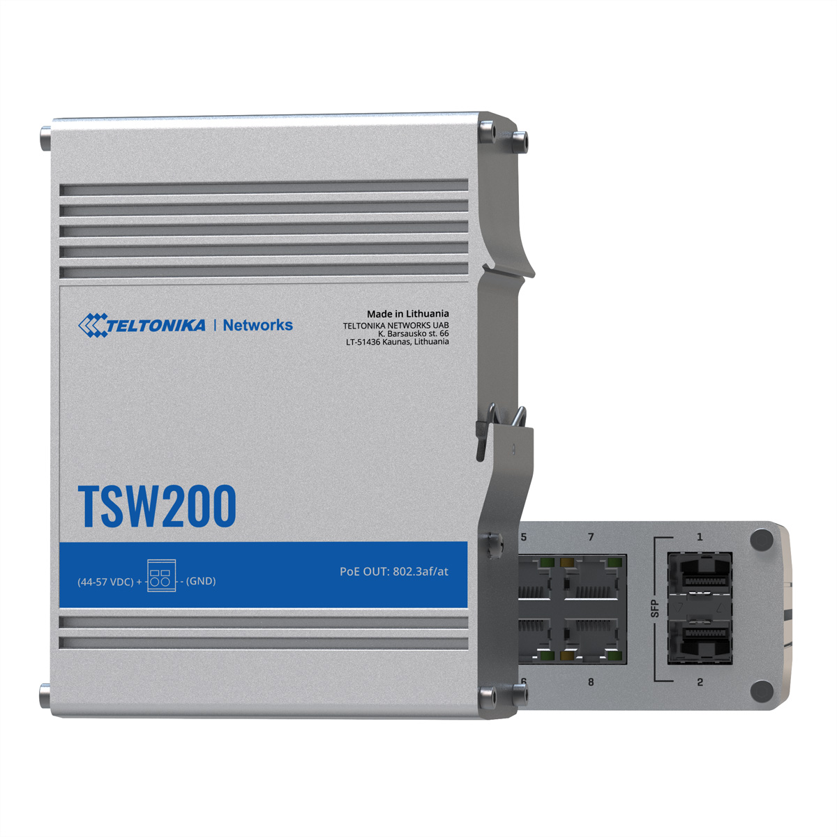TELTONIKA TSW200 Switch 8 porte PoE+ unmanaged con 2 SFP 240W di power