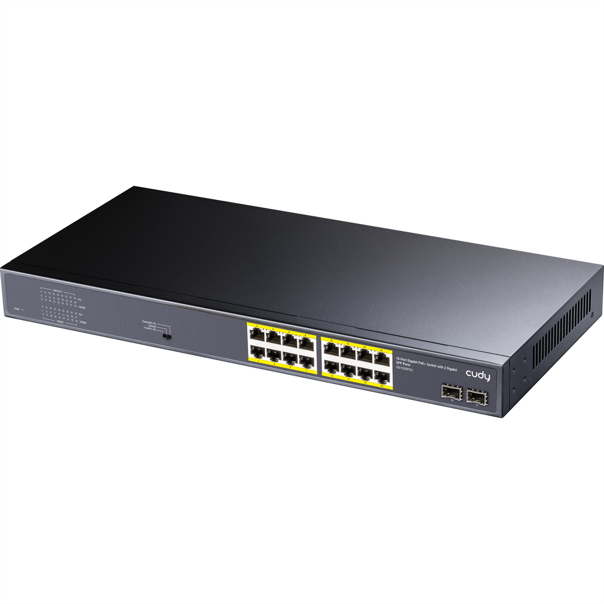 CUDY GS1020PS2 16-Port Gigabit PoE+ Switch 2 Gigabit SFP Ports 200W CUDY GS1020PS2 16-Port Gigabit PoE+ Switch 2 Gigabit SFP Ports 200W