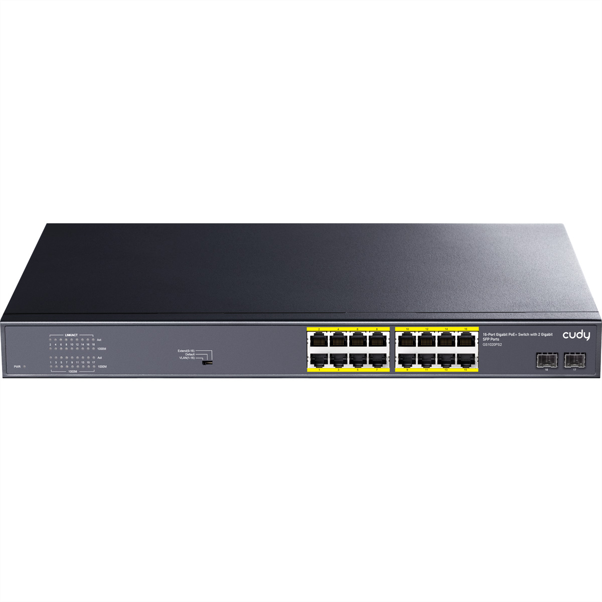 CUDY GS1020PS2 16-Port Gigabit PoE+ Switch 2 Gigabit SFP  (BILD2)