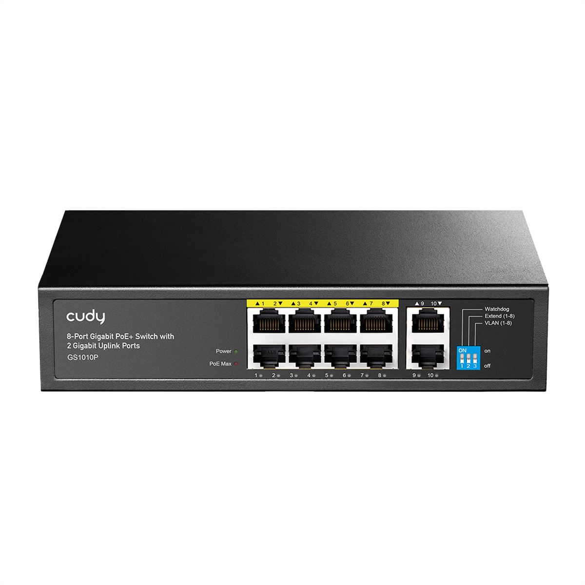 CUDY GS1010P 8-Port Gigabit PoE+ Switch mit 2 Gigabit Uplink Ports 120W Netzwerk-Switch
