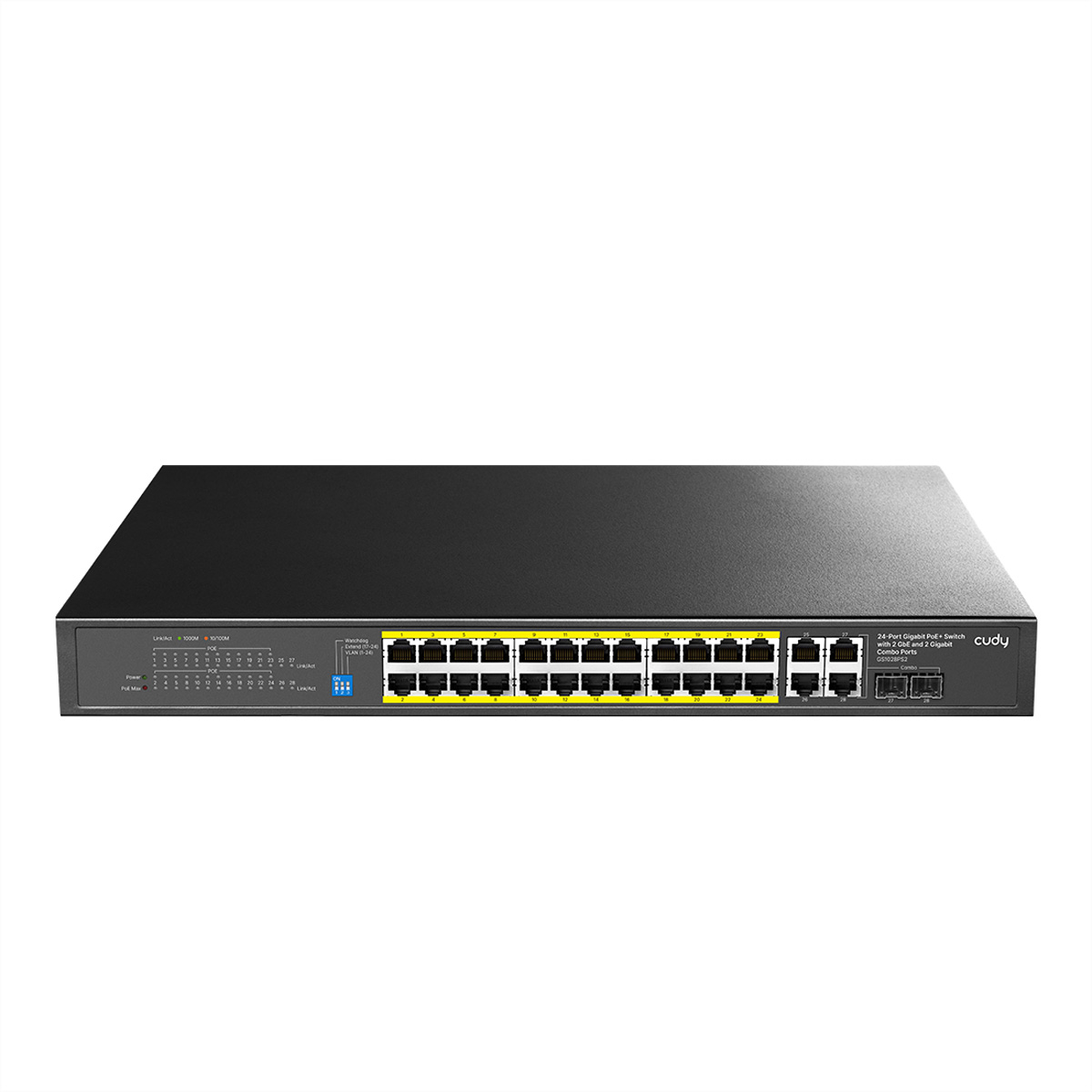 CUDY GS1018PS2 16-Port Gigabit Switch PoE+, 2x RJ45 Uplink, 2x SFP, 200W Netzwerk-Switch