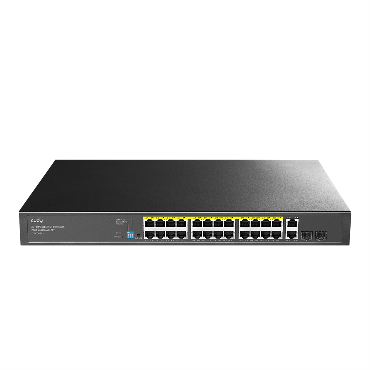 CUDY GS1026PS2 24-Port Gigabit Switch PoE+ mit 2 RJ45 Uplink and 2 SFP 300W Netzwerk-Switch