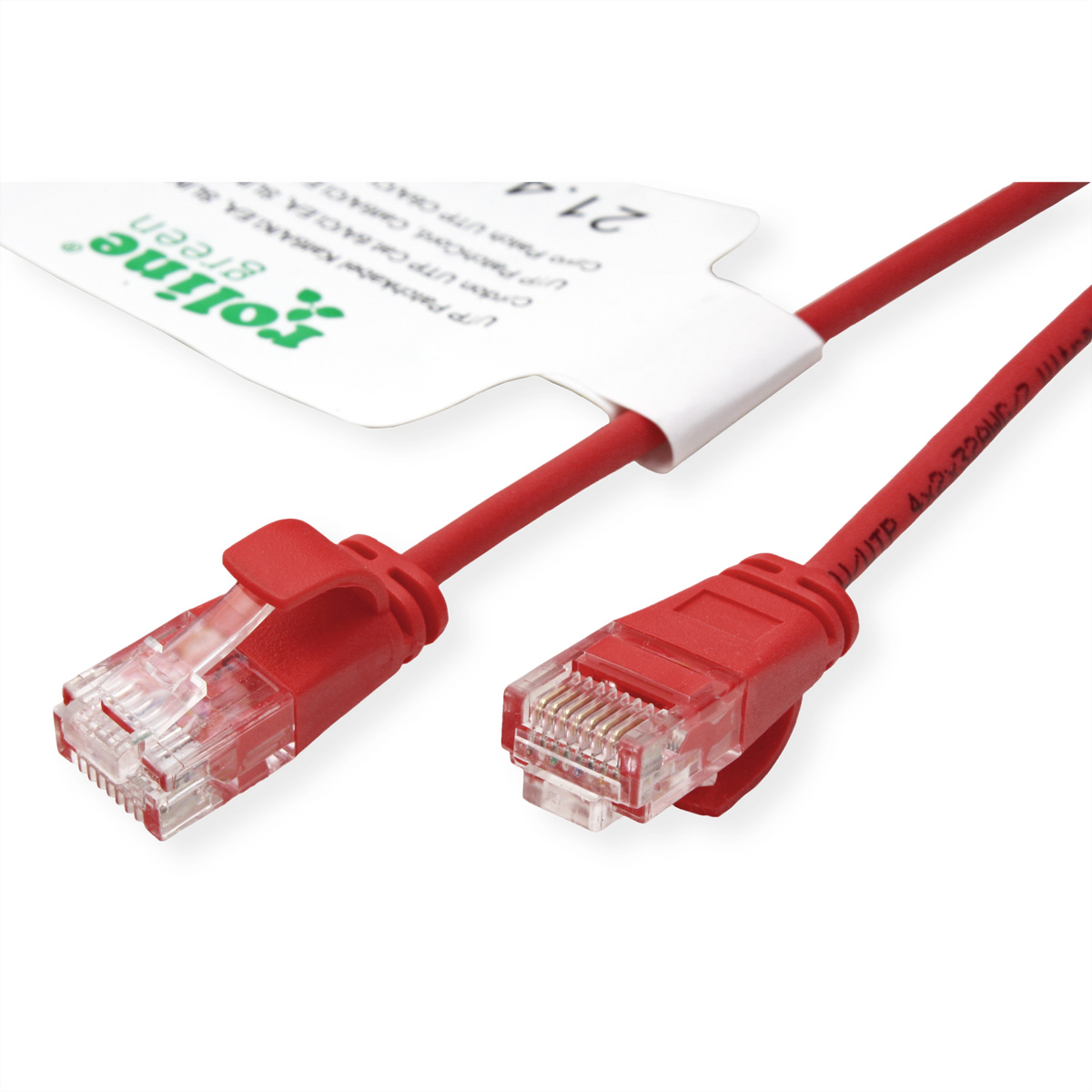 ROLINE GREEN UTP Patchkabel Kat.6A (Class EA), LSOH, slim, rot, 0,5 m