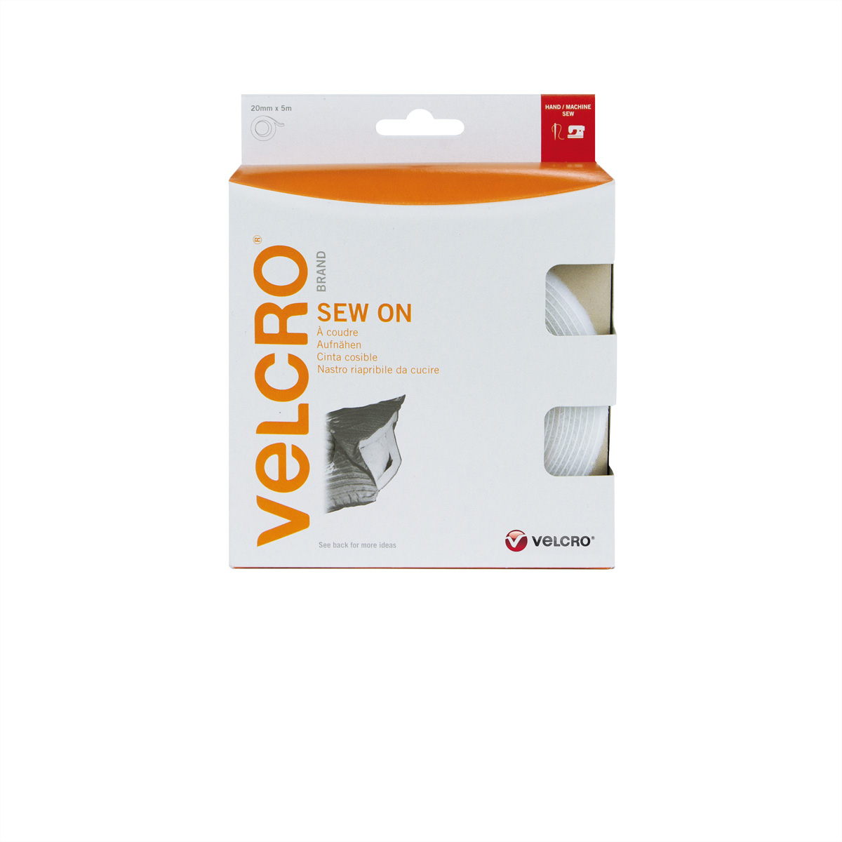 VELCRO® Klettband zum Aufnähen, Haken &, Flausch 20mm x 5m Weiß