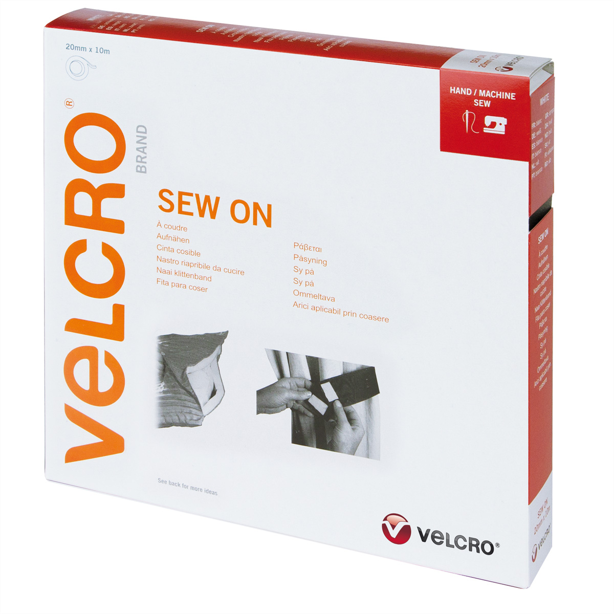 VELCRO® Klettband zum Aufnähen, Haken &amp, Flausch 20mm x 10m Weiß Kennzeichnung und Befestigung