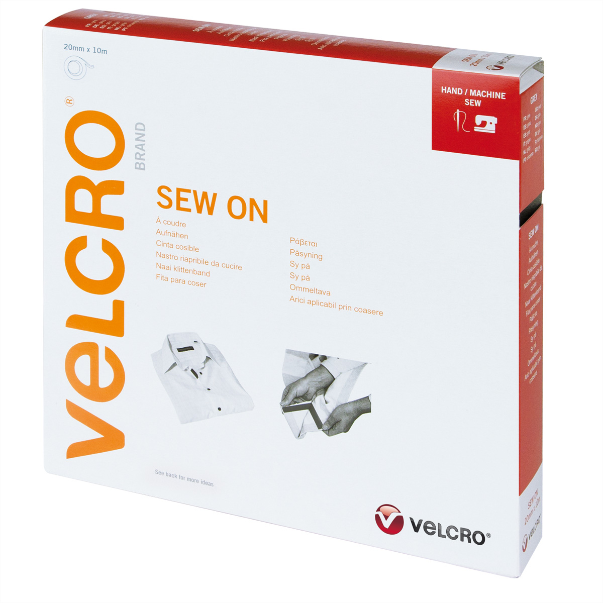 VELCRO® Klettband zum Aufnähen, Haken &, Flausch 20mm x 10m Grau