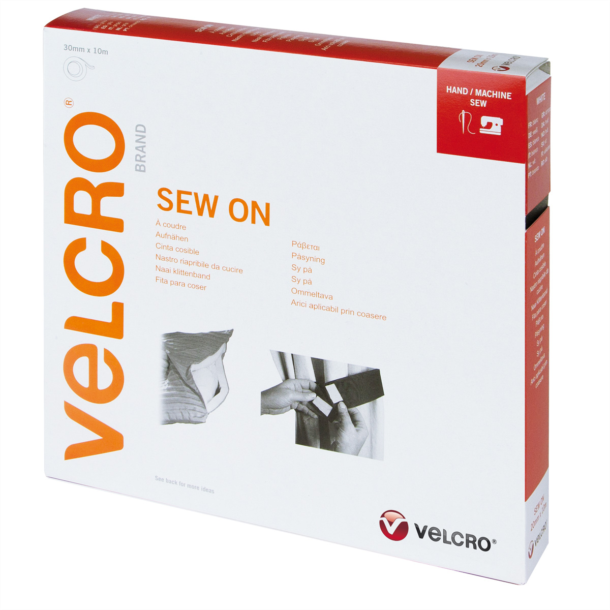 VELCRO® Klettband zum Aufnähen, Haken &, Flausch 30mm x 10m Weiß