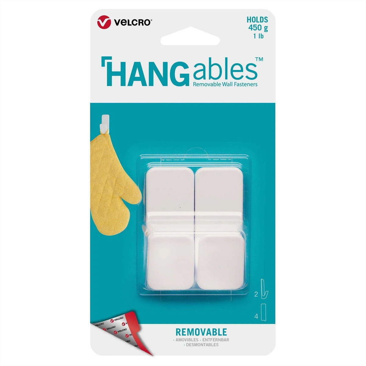 VELCRO® HANGables Kleine Klebe-Haken 450g, 2 St. wiederablösbar, weiß