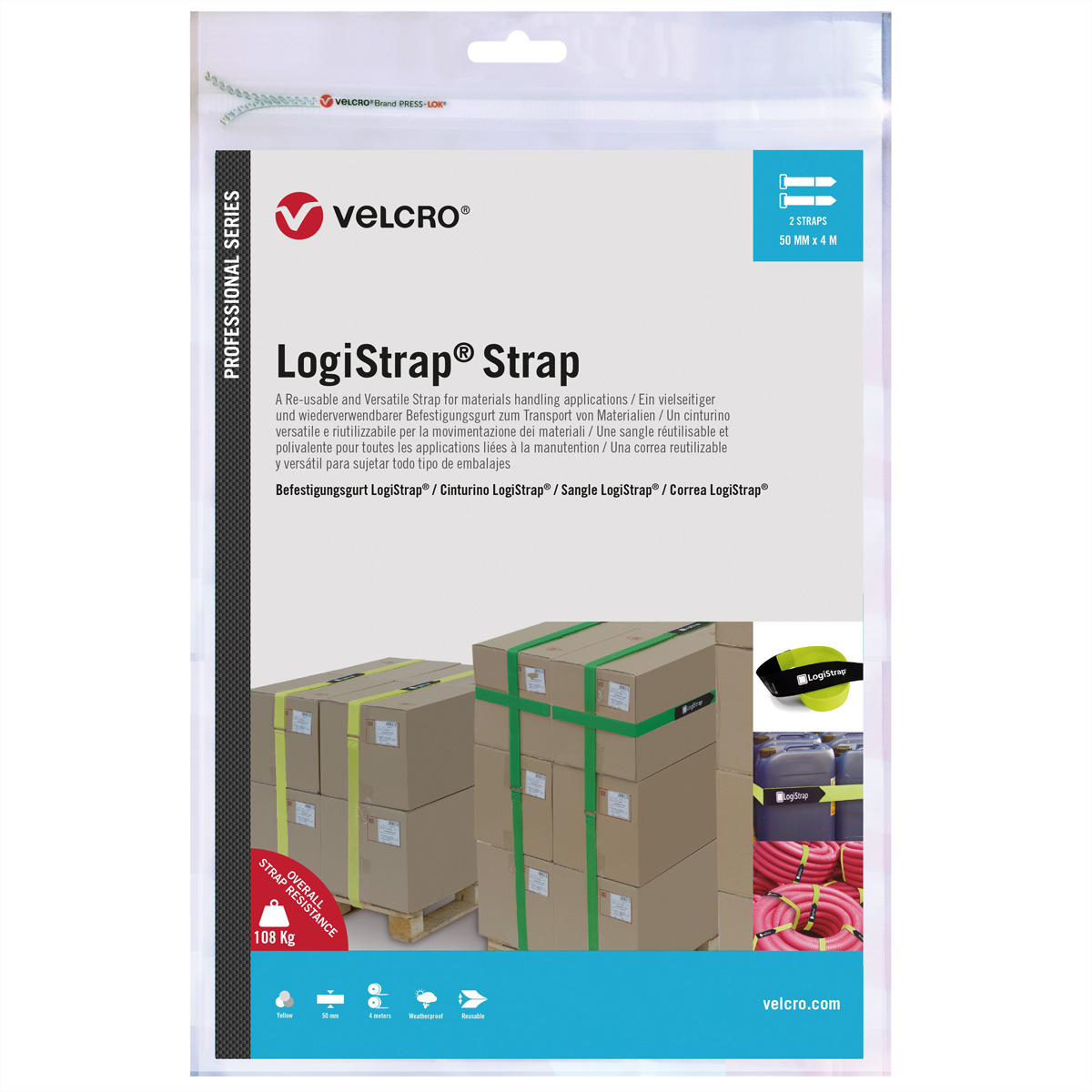 VELCRO® Logistrap® Strap 50mm x 4m Streifen 2 Stück, gelb