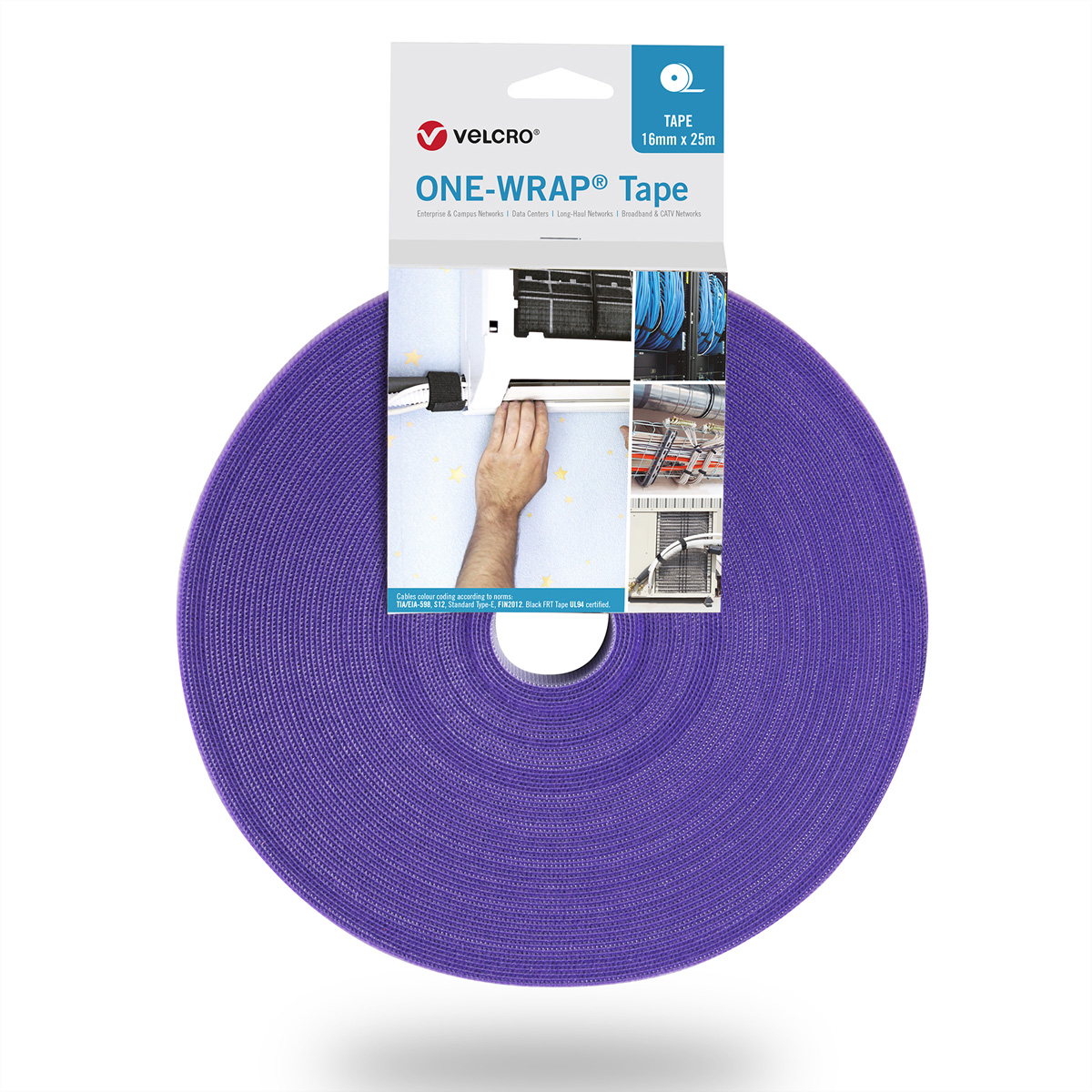 VELCRO® One Wrap® Band 25 mm breit, violett, 25 m Kennzeichnung und Befestigung