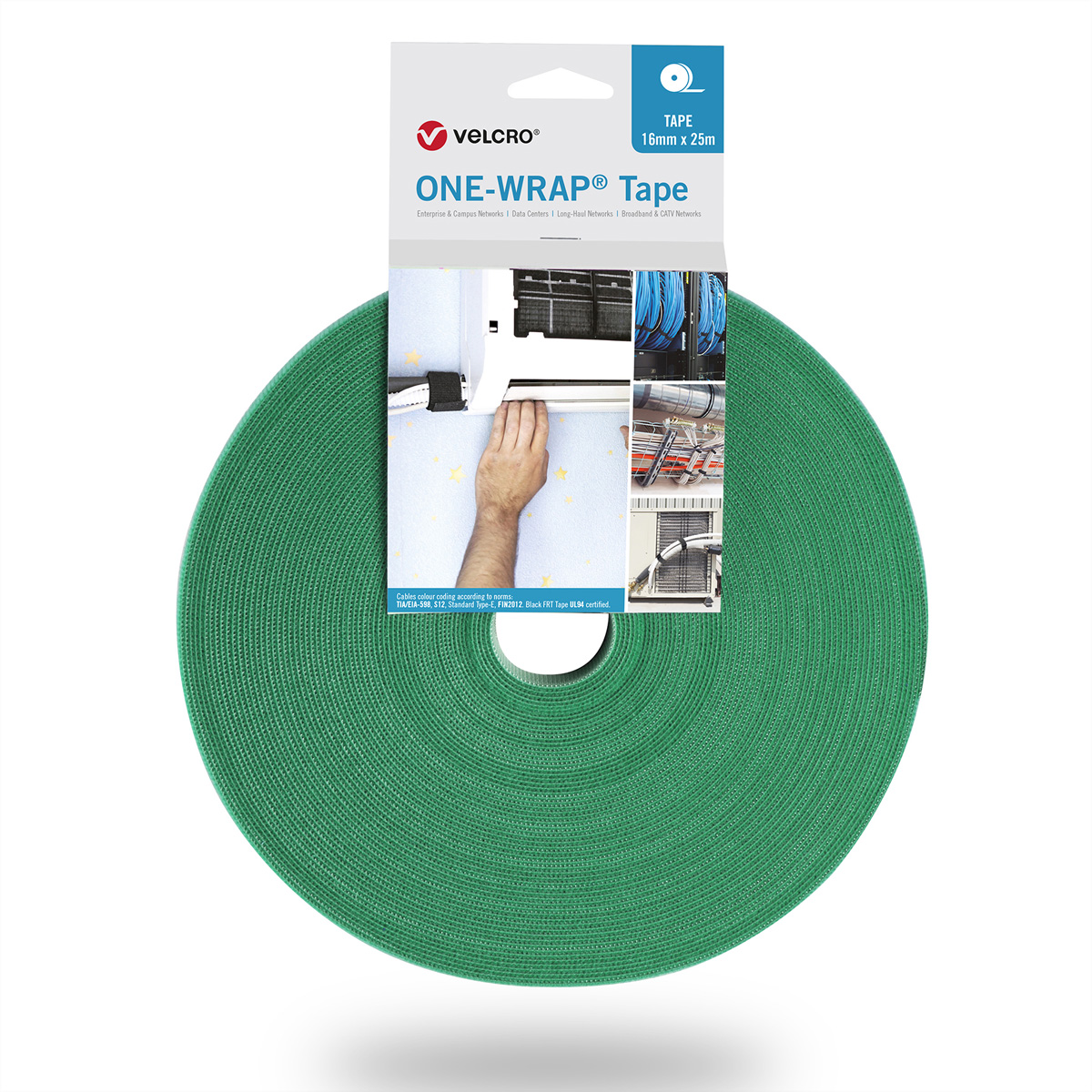 VELCRO® One Wrap® Band 30 mm breit, grün, 25 m Kennzeichnung und Befestigung
