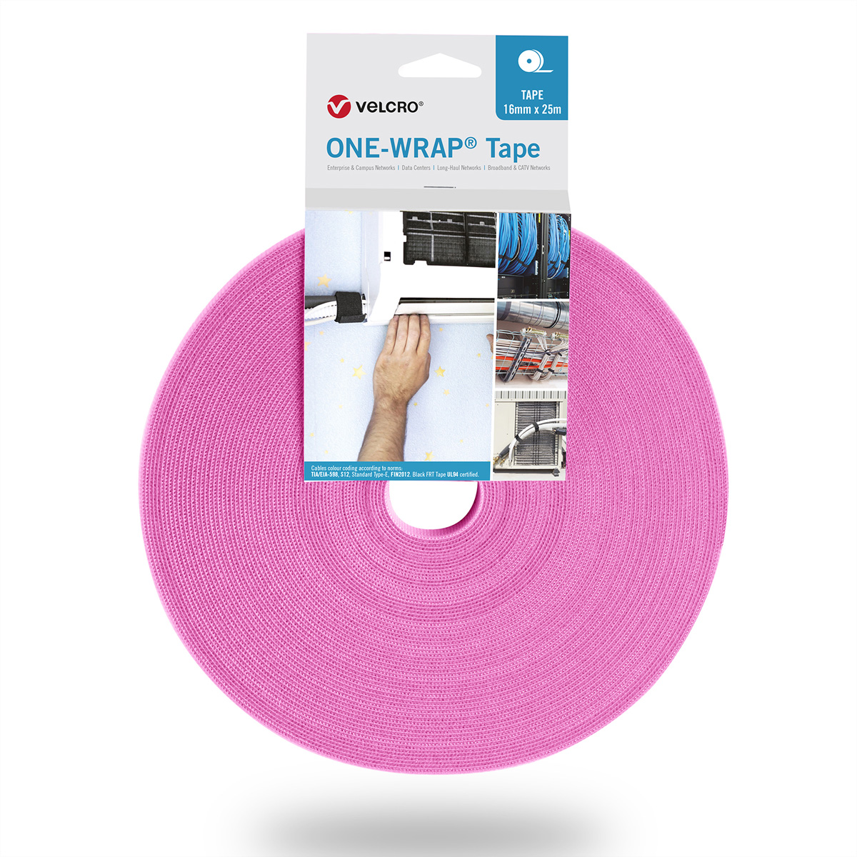 VELCRO® One Wrap® Band 30 mm breit, rosa, 25 m Kennzeichnung und Befestigung