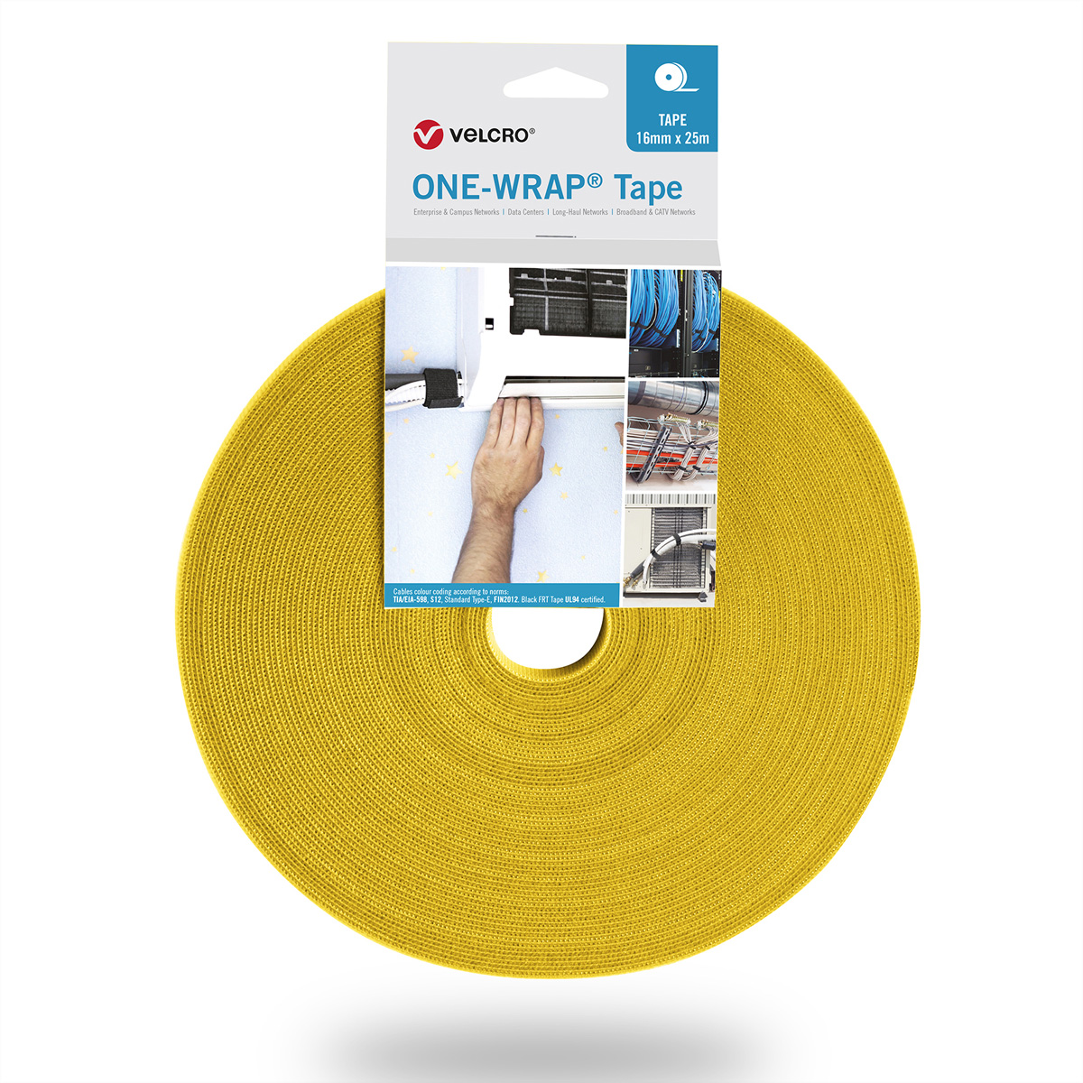 VELCRO® One Wrap® Band 50 mm breit, gelb, 25 m