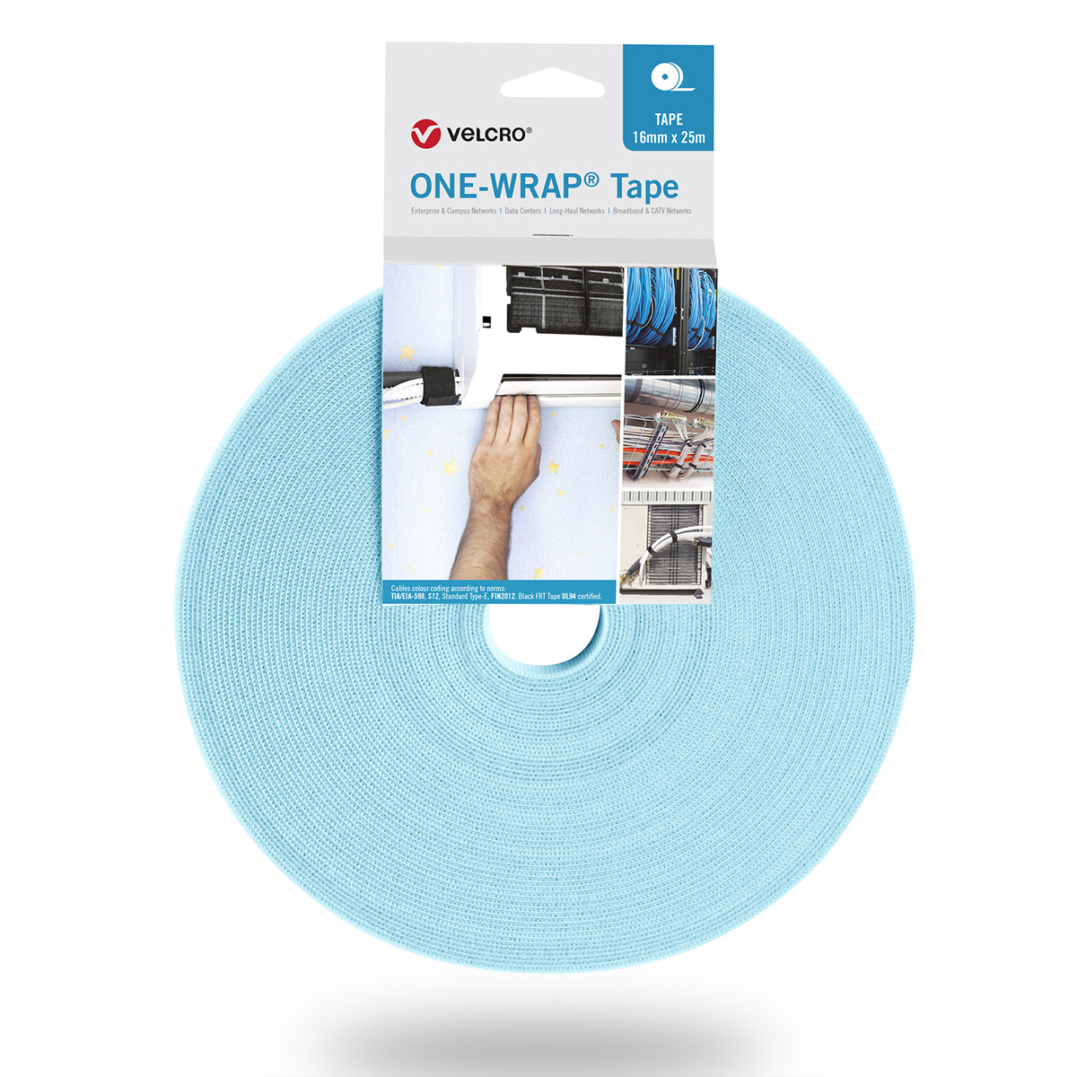 VELCRO® One Wrap® Band 50 mm breit, türkis, 25 m Kennzeichnung und Befestigung