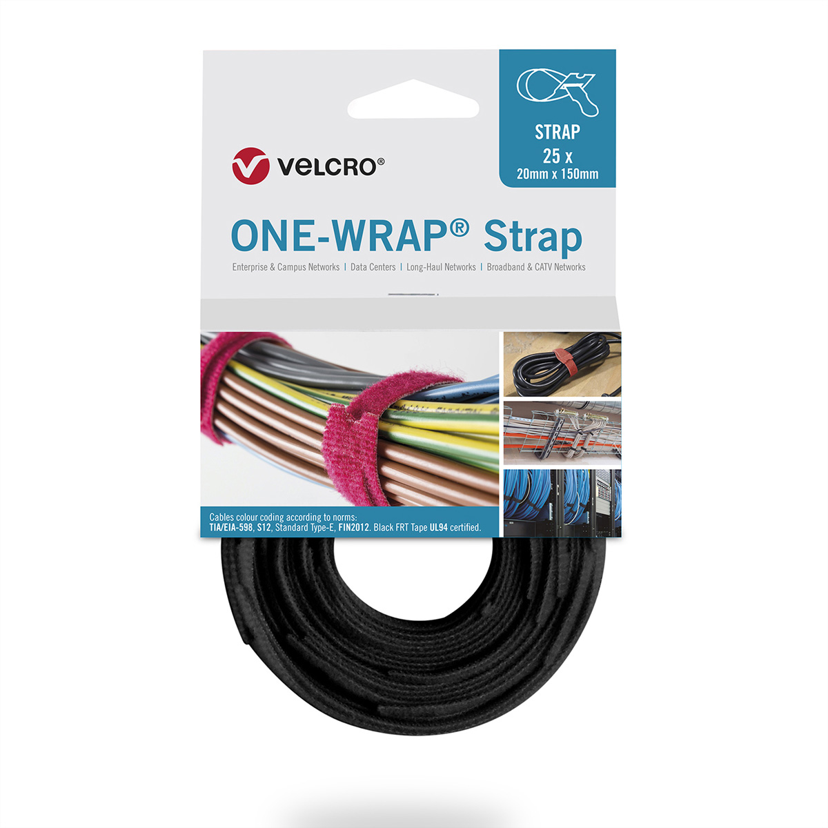 VELCRO® One Wrap® Strap 13mm x 200mm, 25 Stück, schwarz