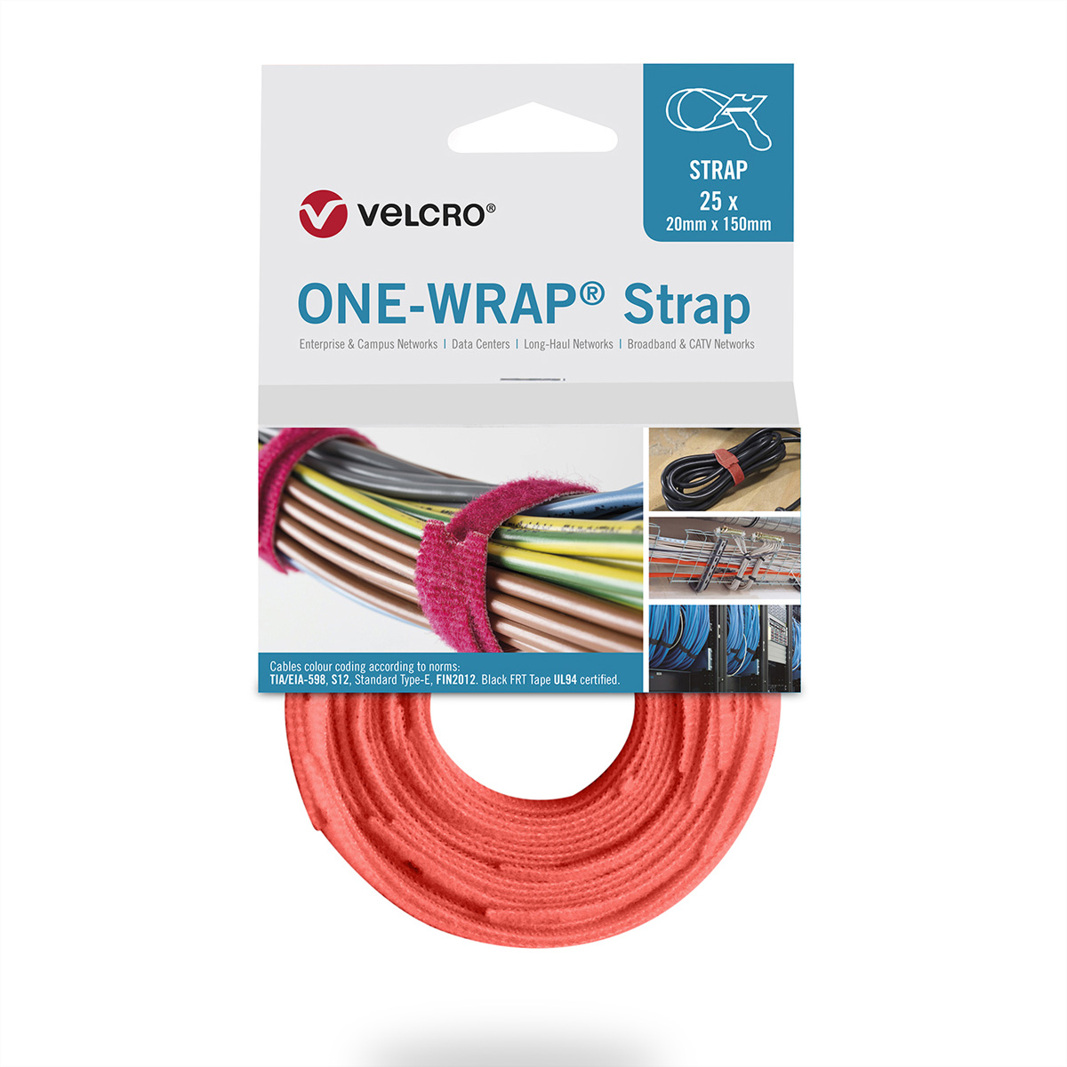 VELCRO ® One Wrap® Strap 13mm x 200mm, 25 Stück, orange