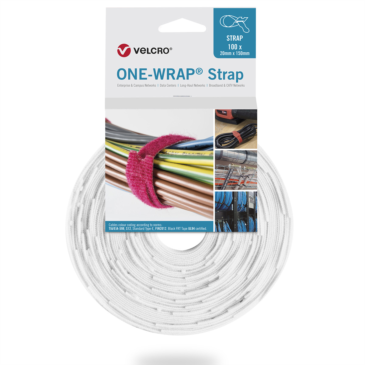 VELCRO ® One Wrap® Strap 13mm x 200mm, 100 Stück, weiß