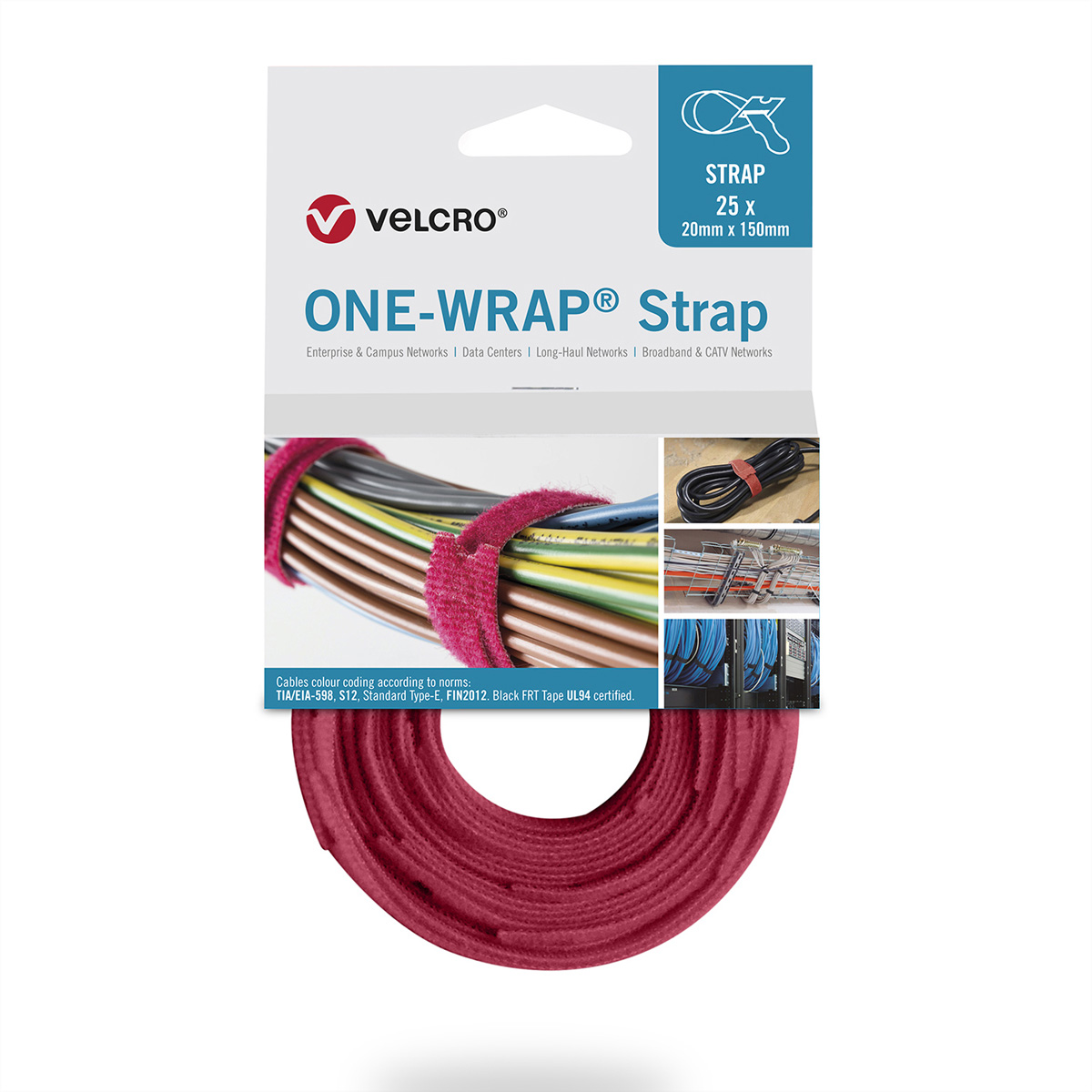 VELCRO ® One Wrap® Strap 20mm x 150mm, 25 Stück, rot