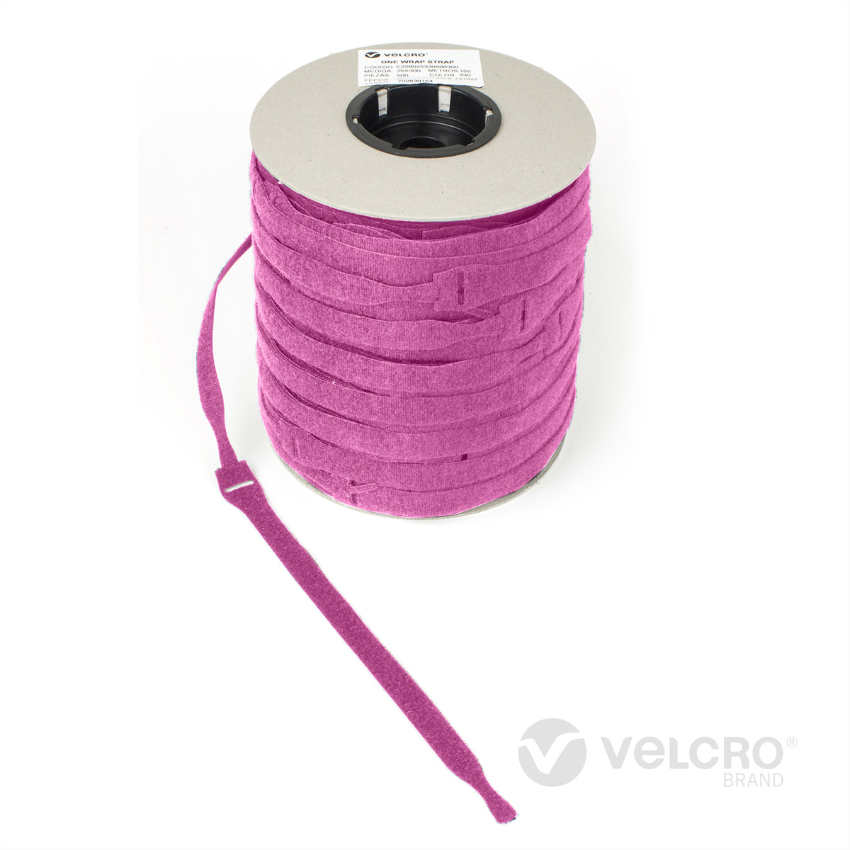 VELCRO® One Wrap® Strap 20mm x 230mm, 750 Stück, rosa Kennzeichnung und Befestigung